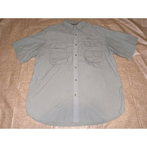 Kanga Cay Other - Kanga Cay Mens Gray Short Sleeve Button Up Fishing Shirt Size XL